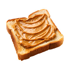 Toast bread smeared with peanut butter isolated on transparent background