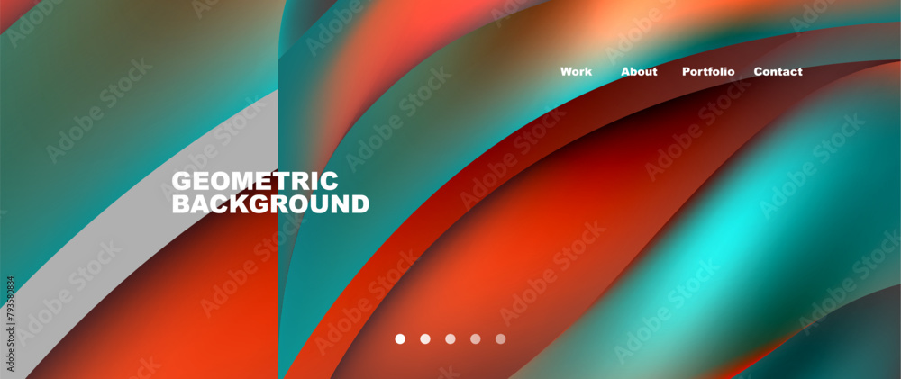 Poster a geometric background featuring a blurred image of a wave, with elements such as an automotive tire