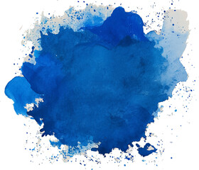 Watercolor blue abstract shape brush strokes on a white background vector illustration