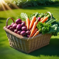  basket filled with lots of fresh vegetables