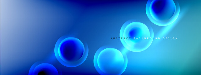 An electric blue background with glowing circles resembling astronomical objects, representing organism movement in space. A fusion of science, technology, and art in a captivating font