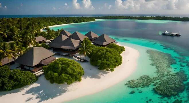 Beautiful Maldives tropical resort hotels and islands with beaches and sea