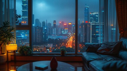 Comfy Warm Room with City View