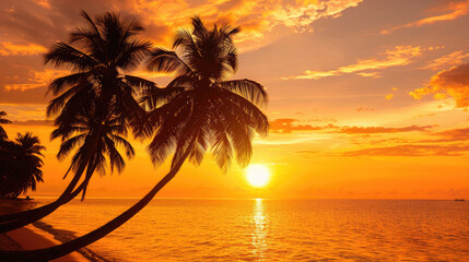 Obraz premium sun set on the beach