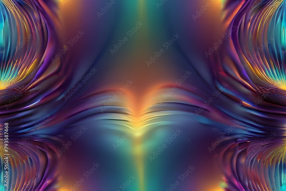Poster 3d abstract iridescent inflated shape with waving smooth ripples generator ai
