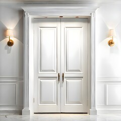 Classic doors isolated on a white background classic door style close up a design.AI