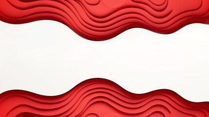Background ,Red paper cut style in waving shape with a white copy space - obrazy, fototapety, plakaty