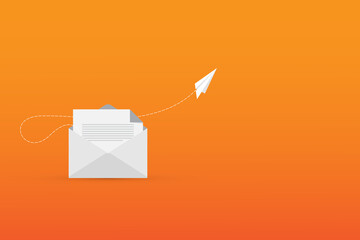 Newsletter. illustration of email marketing. subscription to newsletter, news, offers, promotions. a letter and envelope. subscribe, submit. send by mail.	