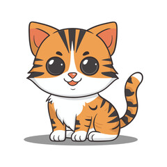 A flat cartoon illustration of a baby tiger illustration