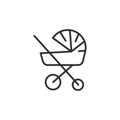 Fototapeta na wymiar Baby carriage icon. A minimalistic design of a modern baby stroller representing transportation and comfort for infants. Ideal for use in parenting guides and child care resources. Vector illustration