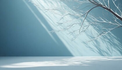 Minimalist Charm: Abstract Light Blue Background with Subtle Tree Shadows