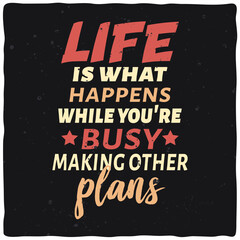 A quote vector typography design shows the essence of timeless wisdom with unique artistic flair against a sleek black background with a vibrant font style.