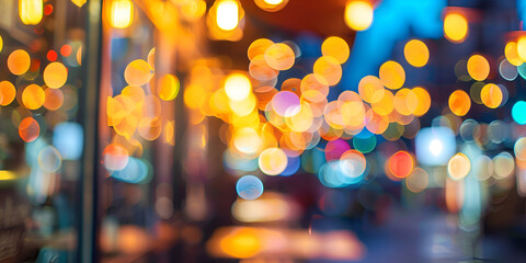 blurry image of a city street at night Bokeh Effects Colorful of bokeh background lighting - obrazy, fototapety, plakaty
