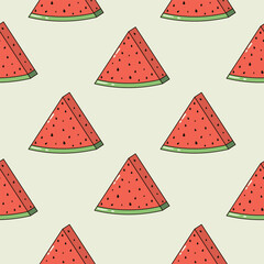 Summer seamless pattern with a piece of watermelon vector illustration