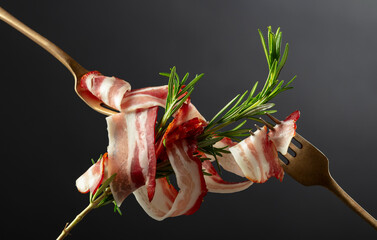 Dry-cured pork belly bacon with rosemary.