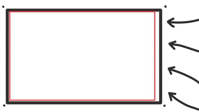 Arrows move next to the black and red frames, pointing to an empty shape that can be useful for inserting text or other visual content.