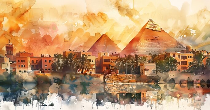 watercolor artwork inspired by Egypt
