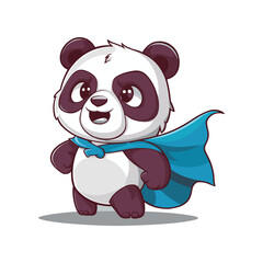 Cute Panda Hero Cartoon Vector Icon Illustration Animal Hero Concept Isolated Flat Cartoon Style