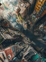 A powerful earthquake turned a bustling city into a labyrinth of tilting buildings, creating an unexpected playground for a group of parkourloving teenagers