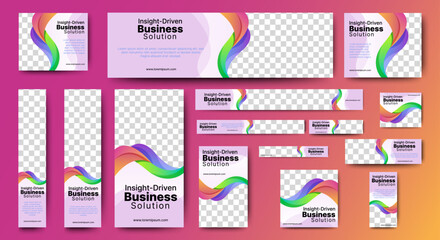 Set of promotion kit banner template design with modern and minimalist concept user for web page, ads, annual report, banner, background, backdrop, flyer, brochure, card, poster, presentation layout