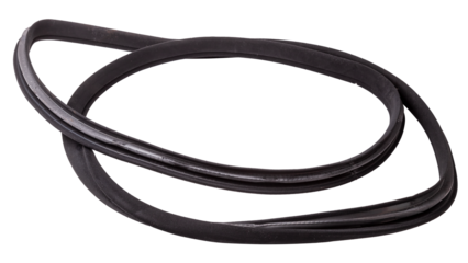 Rolled up black rubber sealant for elements of the car body, doors or trunk, for noise insulation, thermal and sound, preventing heat loss in the car interior. Sealing gasket for repair in a workshop.