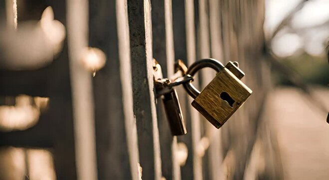 a padlock that locks a fence