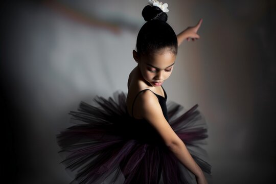 AI generated illustration of a Little girl ballerina wearing a ballet tutu