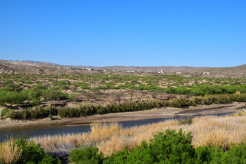 Hillside with soil and vegetation in sunlight, Big Bend National Park