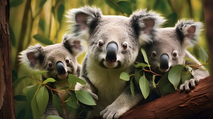 koala in tree - obrazy, fototapety, plakaty