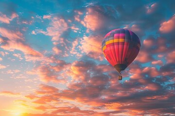 Obraz premium Balloons floating above the colorful sunrise sky