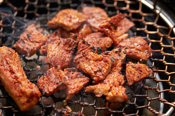 grilled meat on the grill	