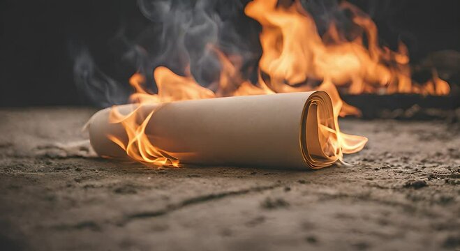 Burning poster  fire blank paper high resolution image