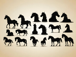 silhouettes of horses. AI generated 