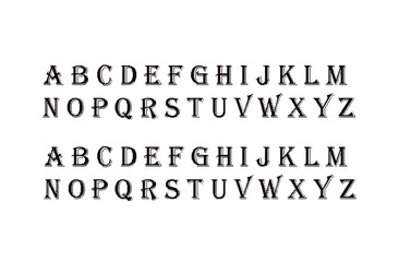 Obraz premium Uppercase serif alphabet letters are neatly arranged for display on a clean transparent background.