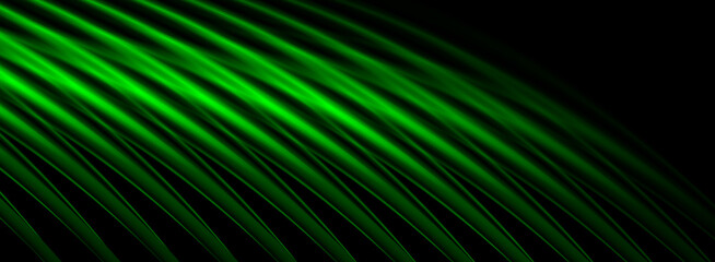 Bright green glowing wavy stripes abstract background. Vector futuristic design