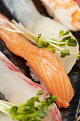  Different types of sushi on a plate