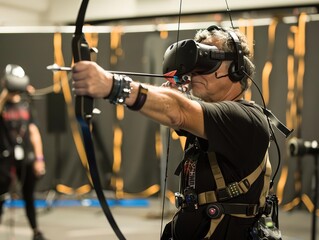 In a virtual reality archery game, archers with visual impairments used haptic feedback suits to feel the virtual bowstring and hear the cheers of the virtual crowd, their arrows finding their mark wi