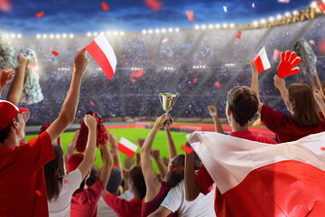 Poland football team supporter on stadium. - 793602428