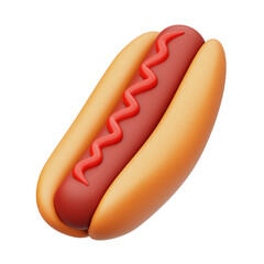 Delicious Hot Dog 3D Rendering Icon Isolated Transparent Background