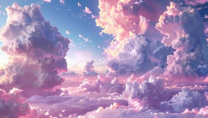 On a planet with a sentient atmosphere, adventurous chefs harvested clouds in different flavors, creating fluffy souffles that tasted of sunshine and rainstorms - obrazy, fototapety, plakaty