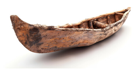 100 Year Old Canoe Carved from One Piece of Molave Hardwood on White Background,