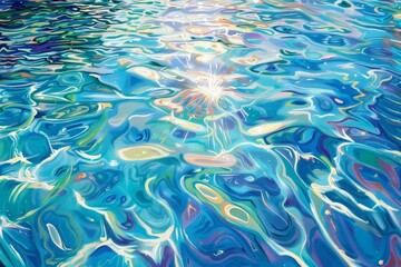 Sunlight dancing on the glistening surface of a pristine pool - obrazy, fototapety, plakaty