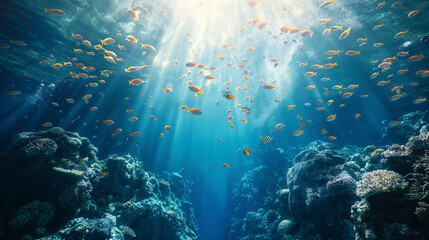 Fototapeta na wymiar Beautiful underwater view to commemorate world oceans day