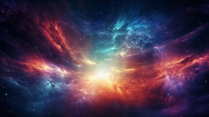 Obraz premium A cosmic explosion of colorful gases and energy in the cosmos