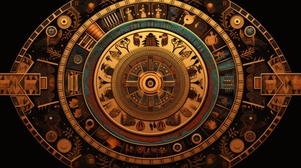 Obraz premium A mandala featuring egyptian hieroglyphics and desert tones