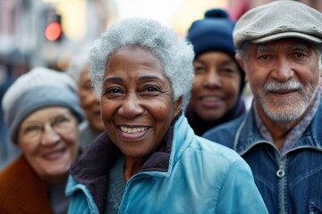 Group of senior people on the street in New York City, USA