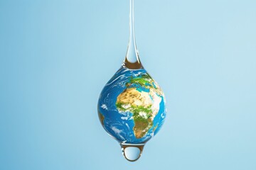 A Water Droplet Encapsulating Earth Symbolizing Conservation and the Fragility of Our Global Resources, Generative AI