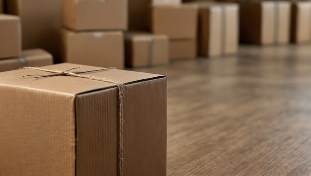 Isolated brown cardboard carton packaging for shipping and relocation, symbolizing delivery and transport Generative AI