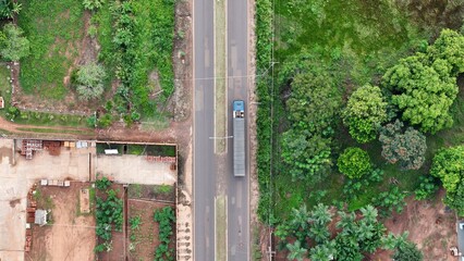 truck passing on highway in the interior of Brazil