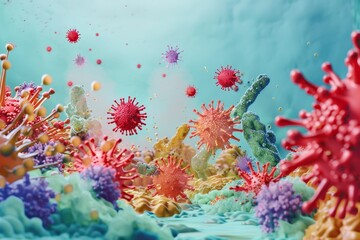 Obraz na płótnie Canvas 3d illustration of virus in human body